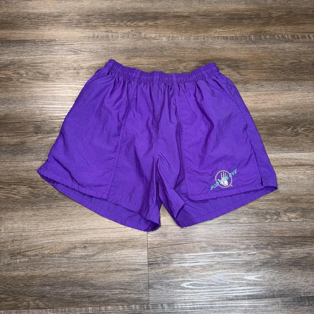VTG Body Glove Swim Shorts Mens Medium Vibrant Purple Teal Logo 1980s-1990s